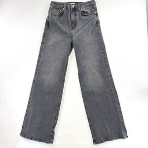 Forever 21 Womens High Rise Wide Leg Jeans Washed Black Gray Size 30 Denim Pants